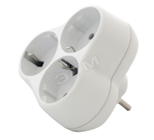 Тройник на 3 гнезда с заземлением круглый 16А