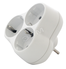 Тройник на 3 гнезда с заземлением круглый 16А