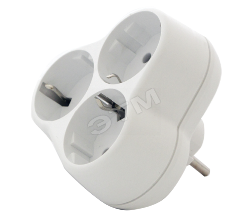 Тройник на 3 гнезда с заземлением круглый 16А