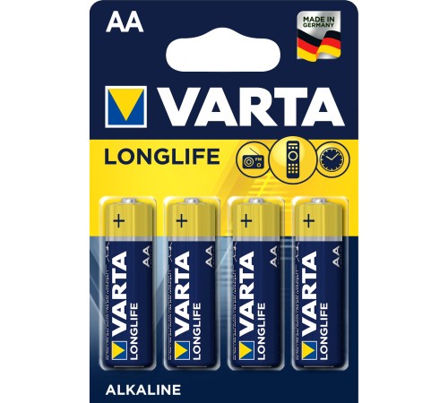 Батарейка Varta LONGLIFE LR6 AA BL4 Alkaline 1.5V (4106) (4/80/400) Varta LONGLIFE LR6 AA (04106101414)