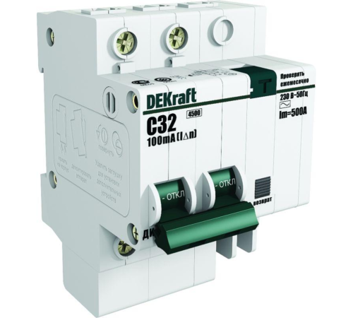 Выключатель автоматический дифференциального тока 2п (1P+N) C 32А 30мА тип AC ДИФ-101 со встроен. за
