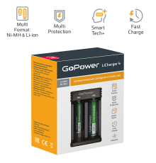 З/У для аккумуляторов GoPower LiCharger 4 Ni-MH/Ni-Cd/Li-ion/IMR 2 слота (1/100) З/У для аккумуляторов GoPower LiCharger 4 (00-00015360)