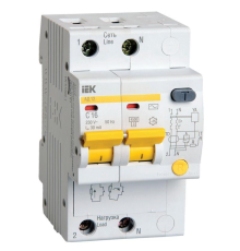 Выключатель автом. дифф. тока IEK АД12 MAD10-2-016-C-030 16A тип C 4.5kA 30мА AC 2П 230В 3мод белый (упак.:1шт)
