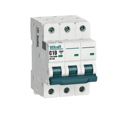 Выключатель автоматический модульный 3п C 10А 10кА ВА-105 DEKraft 13176DEK