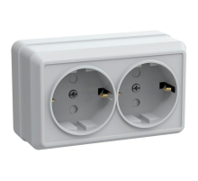 Iek ERO24-K01-16-DC РСш22-3-ОБ Розетка 2местн. с з/к с защ.штор. 16А откр.уст. ОКТАВА (белый)
