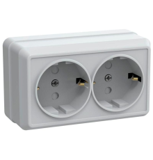 Iek ERO24-K01-16-DC РСш22-3-ОБ Розетка 2местн. с з/к с защ.штор. 16А откр.уст. ОКТАВА (белый)