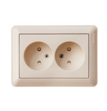 Systeme electric RS16-254-28 W59 РОЗЕТКА двойная без заземления со шторками, 16А, в сборе, СЛОНОВАЯ КОСТЬ