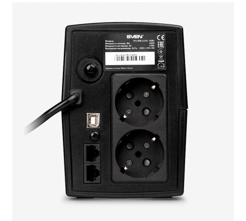 Линейно-интерактивный источник бесперебойного питания SVEN Pro 650, 390вт, 650Ва, 175-280в, 2 евророзетки, 4.4 кг. Sven PRO 650 (LCD, USB) (SV-013844) Линейно-интерактивный источник бесперебойного питания SVEN Pro 650, 390вт, 650Ва, 175-280в, 2 евророзетки, 4.4 кг. Sven PRO 650 (LCD, USB) (SV-013844)