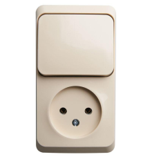 Systeme electric BPA16-204K ЭТЮД О/У БЛОК: РОЗЕТКА без заземления + ВЫКЛЮЧАТЕЛЬ 1-клавиш., КРЕМОВЫЙ, Россия