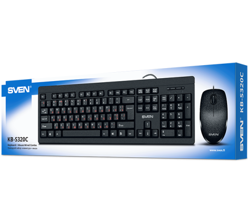 Набор клавиатура+мышь SVEN KB-S320C черный (104 кл., 1000DPI, 2+1кл.) Sven SV-020613