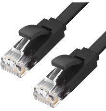 GCR Патч-корд  3.0m, кат.6, PROF, плоский,прямой, UTP, медь, черный, 30 AWG, ethernet high speed 10 Гбит/с, RJ45, T568B (GCR-LNC616-3.0m)