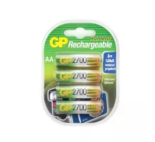 Перезаряжаемые аккумуляторы GP 270AAHC AA, мин. ёмкость 2600 мАч - 4 шт.(3+1 в подарок) в клемшеле GP 4891199134678
