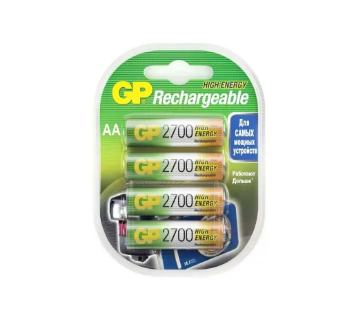 Перезаряжаемые аккумуляторы GP 270AAHC AA, мин. ёмкость 2600 мАч - 4 шт.(3+1 в подарок) в клемшеле GP 4891199134678 Перезаряжаемые аккумуляторы GP 270AAHC AA, мин. ёмкость 2600 мАч - 4 шт.(3+1 в подарок) в клемшеле GP 4891199134678