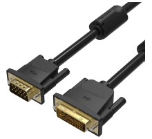 Кабель Vention DVI-I Dual link 24+5M/VGA 15M с ферритовым фильтром - 3м. Кабель Vention DVI-I(m)/VGA(m) - 3 м (EACBI)