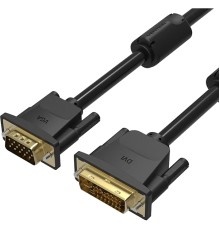 Кабель Vention DVI-I Dual link 24+5M/VGA 15M с ферритовым фильтром - 1.5м. Кабель Vention DVI-I(m)/VGA(m) - 1.5 м (EACBG)