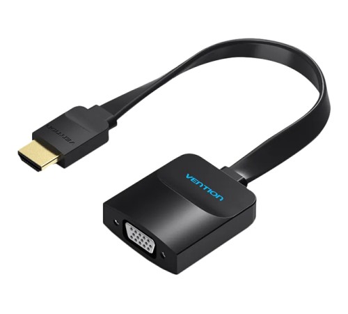 Мультимедиа конвертер Vention HDMI > VGA + аудио, гибкий, плоский Мультимедиа конвертер Vention HDMI 19М/VGA F/mini Jack 3.5 mm F/micro USB 2.0 Type B F (ACKBB)