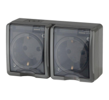 Эра Б0020719 11-2404-03 Розетка 2 х 2P+E IP54, шторки, 16АХ-250В, ОУ, Эра Эксперт, серый