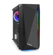 Exegate EX294384RUS Корпус Minitower ExeGate Mistery R2 (mATX, без БП, 2*USB+1*USB3.0, аудио, черный, 1 вент. 12см с RGB подсветкой и полоса на передней панели, боковая панель - закаленное стекло)