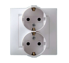 Розетка 2-м СП Simon15 16А IP20 250В с заземл. винт. клеммы бел. Simon 1590459-030