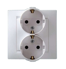Розетка 2-м СП Simon15 16А IP20 250В с заземл. винт. клеммы бел. Simon 1590459-030