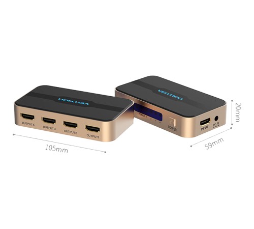 Разветвитель - сплиттер Vention HDMI 19F/4x19F на 4 монитора Разветвитель Vention HDMI 19F/HDMI 19F x 4 (ACCG0)