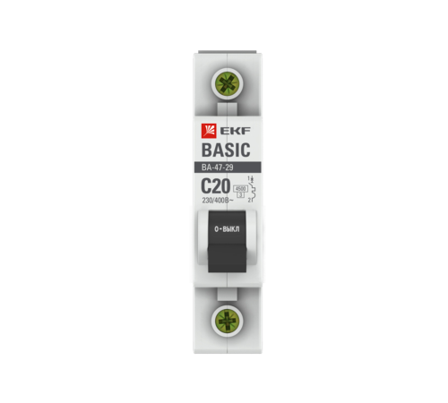 EKF mcb4729-1-20C Автоматический выключатель 1P 20А (C) 4,5кА ВА 47-29 EKF Basic EKF mcb4729-1-20C Автоматический выключатель 1P 20А (C) 4,5кА ВА 47-29 EKF Basic