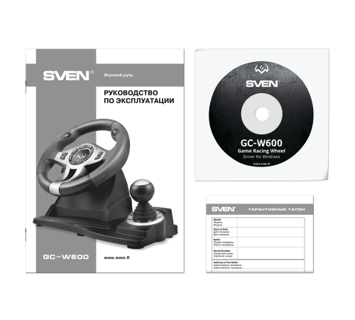 Руль SVEN GC-W600 (педали, вибро, лепестки, D-pad, 12 кл, PC/PS3/Xinput) SVEN GC-W600 (SV-015435)