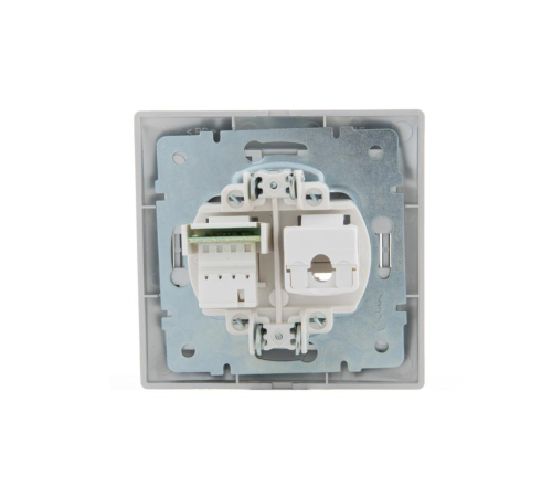 Розетка компьютерная + телефонная 2-м СП Mira RJ45 + RJ11 сер. метал. LEZARD 701-1010-143