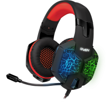 Игровые наушники с микрофоном SVEN AP-U988MV, черный-красный (USB, LED, 7.1) Sven SV-014780