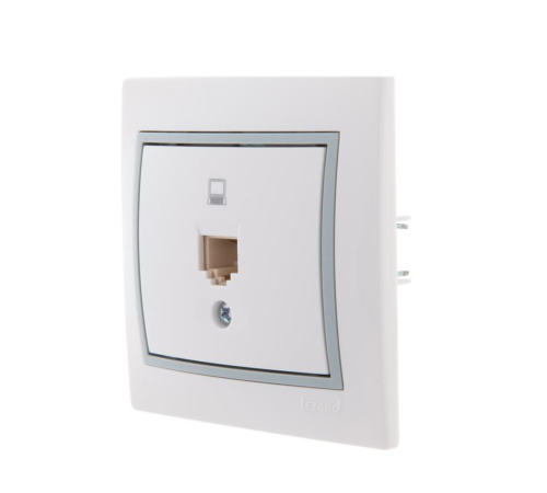 Розетка компьютерная 1-м СП Mira RJ45 бел./сер. LEZARD 701-0215-139
