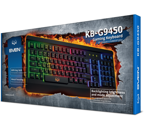 Игровая клавиатура SVEN KB-G9450 (104кл., мет. корпус, 12 Fn функций, подсветка) Sven SV-019129 Игровая клавиатура SVEN KB-G9450 (104кл., мет. корпус, 12 Fn функций, подсветка) Sven SV-019129