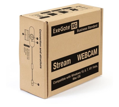 Exegate EX287380RUS Веб-камера ExeGate Stream C940 2K T-Tripod (матрица 1/3" 5Мп, 2560x1440, 30fps, 4-линзовый объектив, ручной фокус, USB, микрофон с шумоподавлением,поворотное крепление