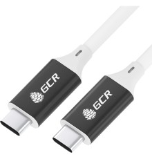 GCR Кабель USB 3.1 Type C-С, 2.0m белый, 100W/20V/5A, M/M, TPE, AL сase черный, белый ПВХ, экран, армированный Greenconnect GCR-50867