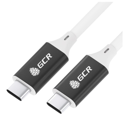 GCR Кабель USB 3.1 Type C-С, 2.0m белый, 100W/20V/5A, M/M, TPE, AL сase черный, белый ПВХ, экран, армированный Greenconnect GCR-50867
