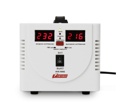 Стабилизатор POWERMAN AVS 500D, ступенчатый регулятор, цифровые индикаторы уровней напряжения, 500ВА, 140-260В, максимальный входной ток 5А, 2 евророзетки, IP-20, напольный, 200мм х 150мм х 140мм, 2,3 кг. POWERMAN AVS 500D Стабилизатор POWERMAN AVS 500D, ступенчатый регулятор, цифровые индикаторы уровней напряжения, 500ВА, 140-260В, максимальный входной ток 5А, 2 евророзетки, IP-20, напольный, 200мм х 150мм х 140мм, 2,3 кг. POWERMAN AVS 500D