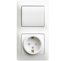 Блок комбинированный Glossa (розетка защ. шторки с заземл.+ 1-кл. выкл.) бел. SE GSL000170