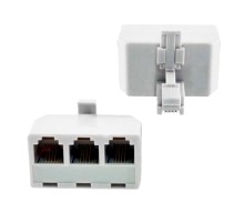GCR Телефонный разветвитель RJ-11 6p4c, штекер на 3 гнезда, M/3xAF, белый, GA-RJ11-T-3 Greenconnect GA-RJ11-T-3