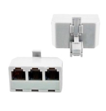 GCR Телефонный разветвитель RJ-11 6p4c, штекер на 3 гнезда, M/3xAF, белый, GA-RJ11-T-3 Greenconnect GA-RJ11-T-3