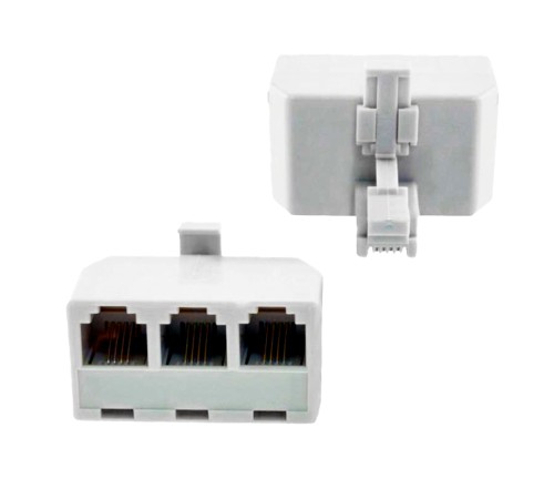 GCR Телефонный разветвитель RJ-11 6p4c, штекер на 3 гнезда, M/3xAF, белый, GA-RJ11-T-3 Greenconnect GA-RJ11-T-3