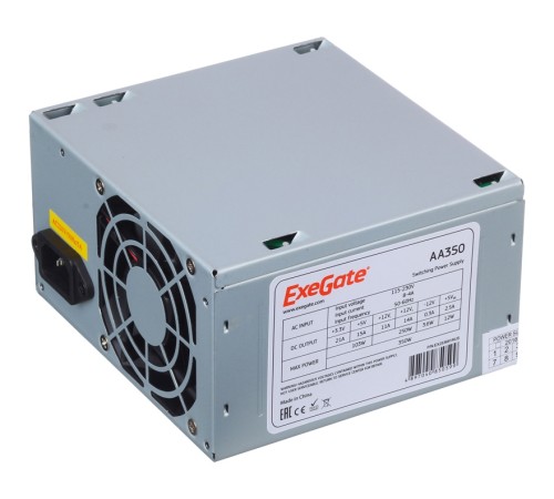 Exegate EX253681RUS / 255722 Блок питания 350W Exegate AA350, ATX, 8cm fan, 24+4pin, 2*SATA, 1*IDE