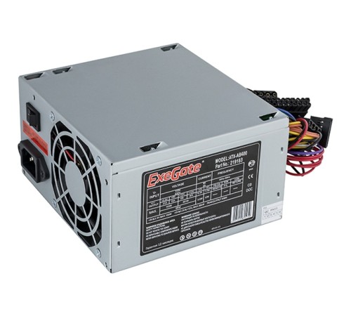 Exegate EX219183RUS /251760  Блок питания 400W ATX-AB400 OEM, 8cm fan, 24+4pin, 2*SATA, 2*IDE