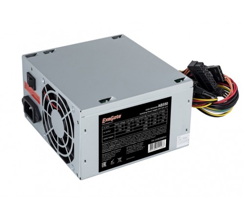 Exegate EX282066RUS Блок питания 550W ExeGate AB550, ATX, 8cm fan, 24p+4p, 3*SATA, 2*IDE, FDD