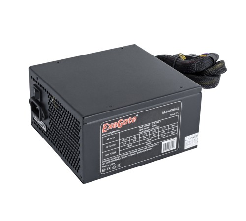Exegate EX221642RUS Блок питания 600W ATX-600PPX RTL, black, active PFC, 13,5cm, 20+4pin/4+4pin/PCI-E/4IDE/5SATA
