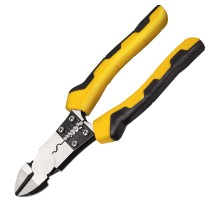 Диагональные бокорезы многофункциональные Deli DL102008 200мм, (резка/зачистка/обжим), сталь Cr-V, двухкомпонентная рукоять