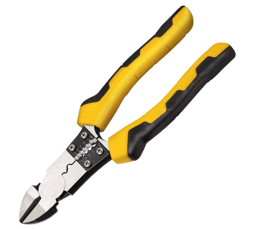 Диагональные бокорезы многофункциональные Deli DL102008 200мм, (резка/зачистка/обжим), сталь Cr-V, двухкомпонентная рукоять