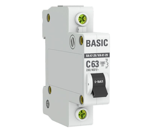 EKF mcb4729-1-63C Автоматический выключатель 1P 63А (C) 4,5кА ВА 47-29 EKF Basic EKF mcb4729-1-63C Автоматический выключатель 1P 63А (C) 4,5кА ВА 47-29 EKF Basic