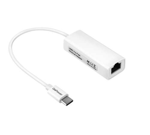 Адаптер GoPower Type-C (m)-RJ-45 (f) 100 мб/с белый (1/100) GoPower 00-00029633 Адаптер GoPower Type-C (m)-RJ-45 (f) 100 мб/с белый (1/100) GoPower 00-00029633