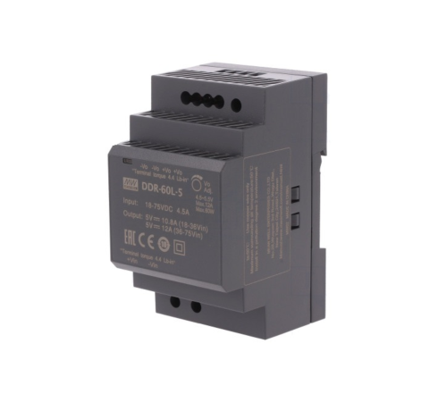 Преобразователь DC/DC , 60Вт, вход 18-75В, выход 5В/6А Mean Well Преобразователь DC/DC , 60Вт, вход 18-75В, выход 5В/6А Mean Well