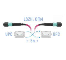 Патчкорд оптический MPO/UPC FF MM (50/125 OM4), 12 волокон, 5 метров (Cross)