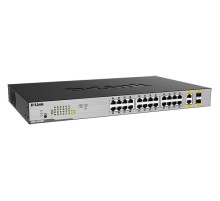 D-Link DGS-1026MP/B2A Неуправляемый коммутатор с 24 портами 10/100/1000Base-T, 2 комбо-портами 100/1000Base-T/SFP (24 порта PoE 802.3af/at, PoE-бюджет 370 Вт)